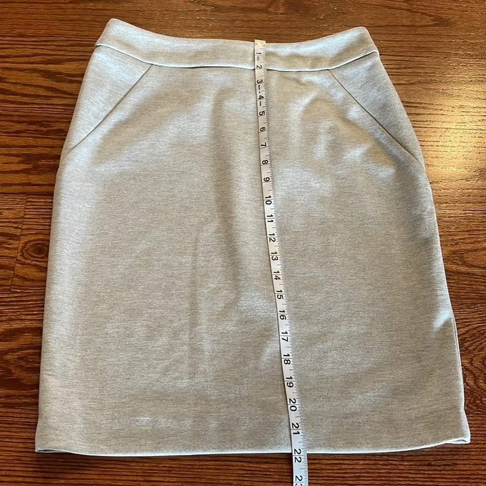 Grace Elements PONTE stretch straight skirt mist grey Heather color zip button 8